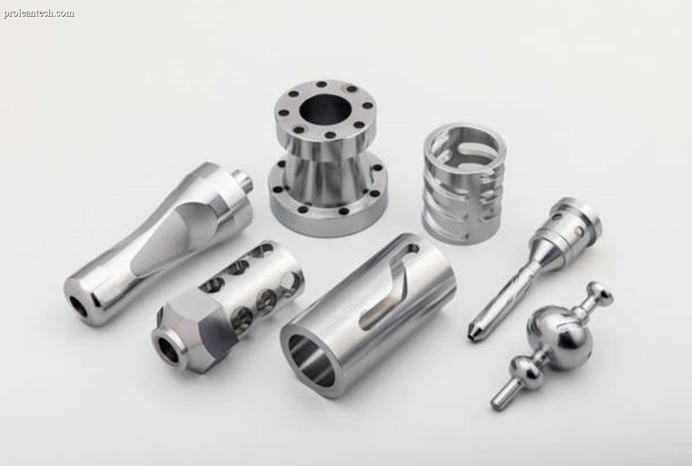 Different aluminum parts placed on a plate
