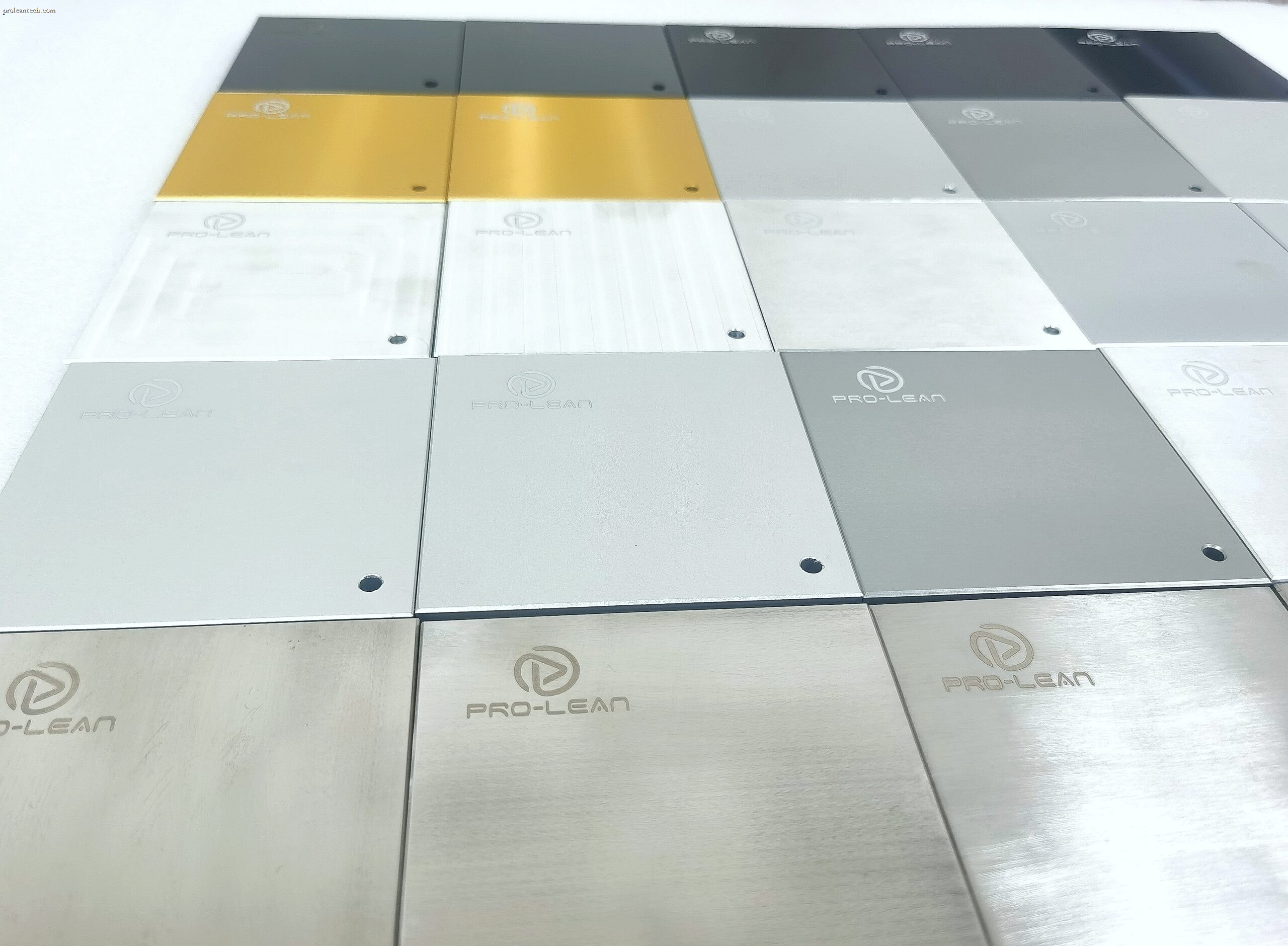 Finished machined parts laid out by surface finish