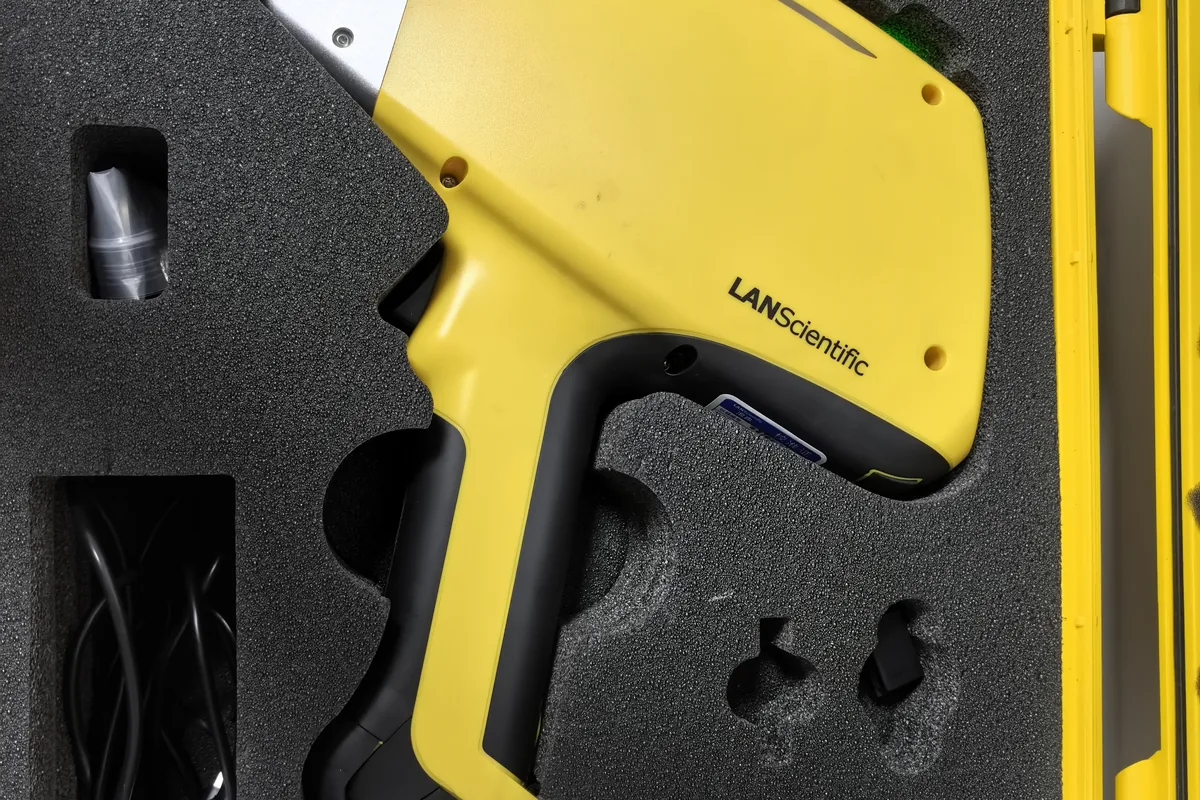 LANScientific handheld alloy analyser used to confirm material identity at goods-in