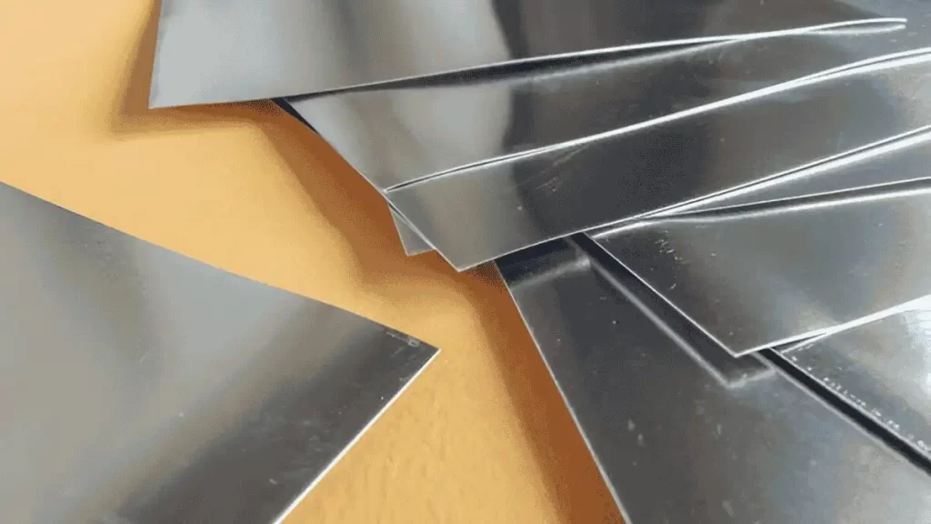 Display of aluminum sheets ready for stamping processes.