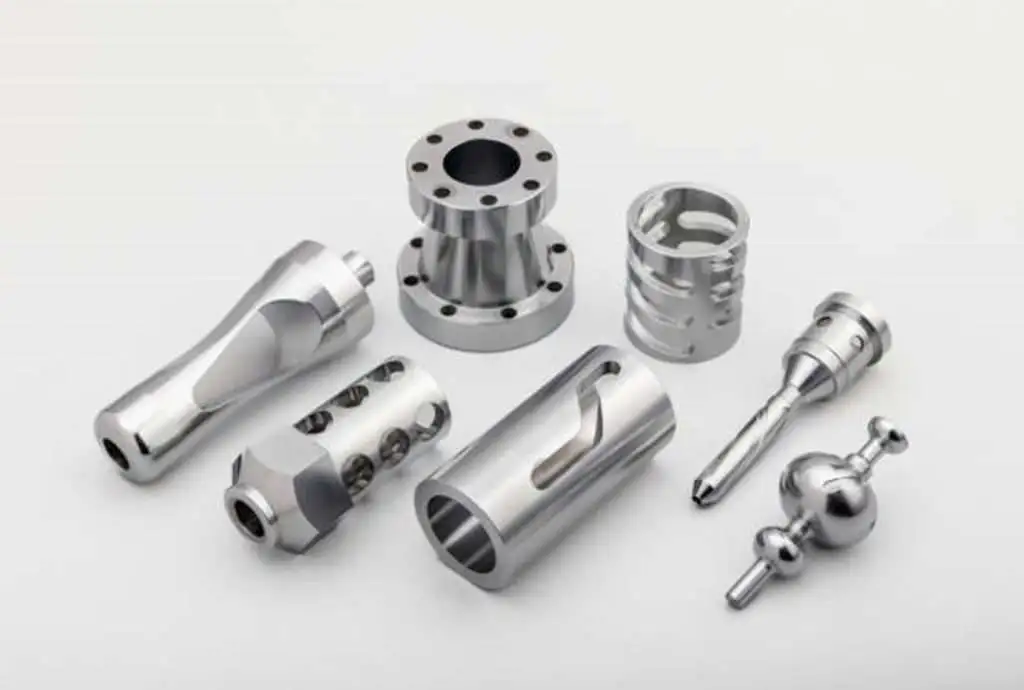 Different aluminum parts placed on a plate