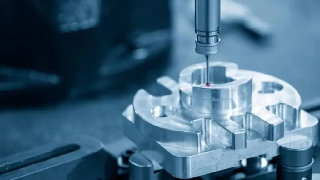 A close-up of a CNC Milling Machine in action. It carefully shapes a part into the desired form.