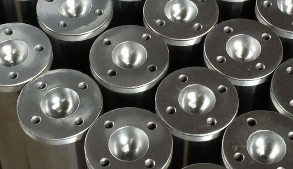 Electroplated CNC-machined cylindrical parts with bolt holes 