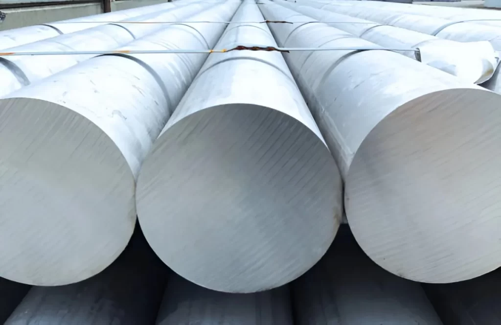 An image showing several 2024 aluminum rods neatly stacked together. The rods have a smooth, metallic surface with a light silver finish.