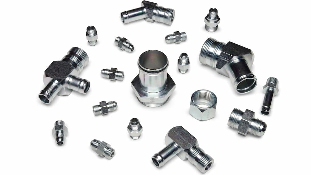 Different components finished with zinc coating 