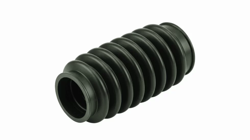 Close-up of a natural rubber molded part on a white background