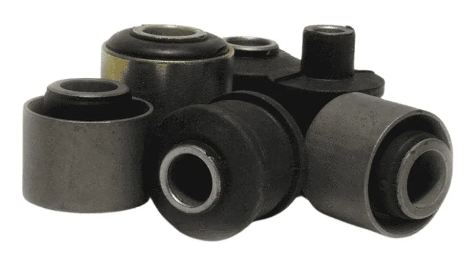 Image showing rubber-to-metal bonded components with similar shapes.