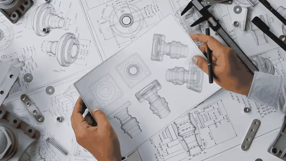 An engineer evaluating a technical or engineering drawing.