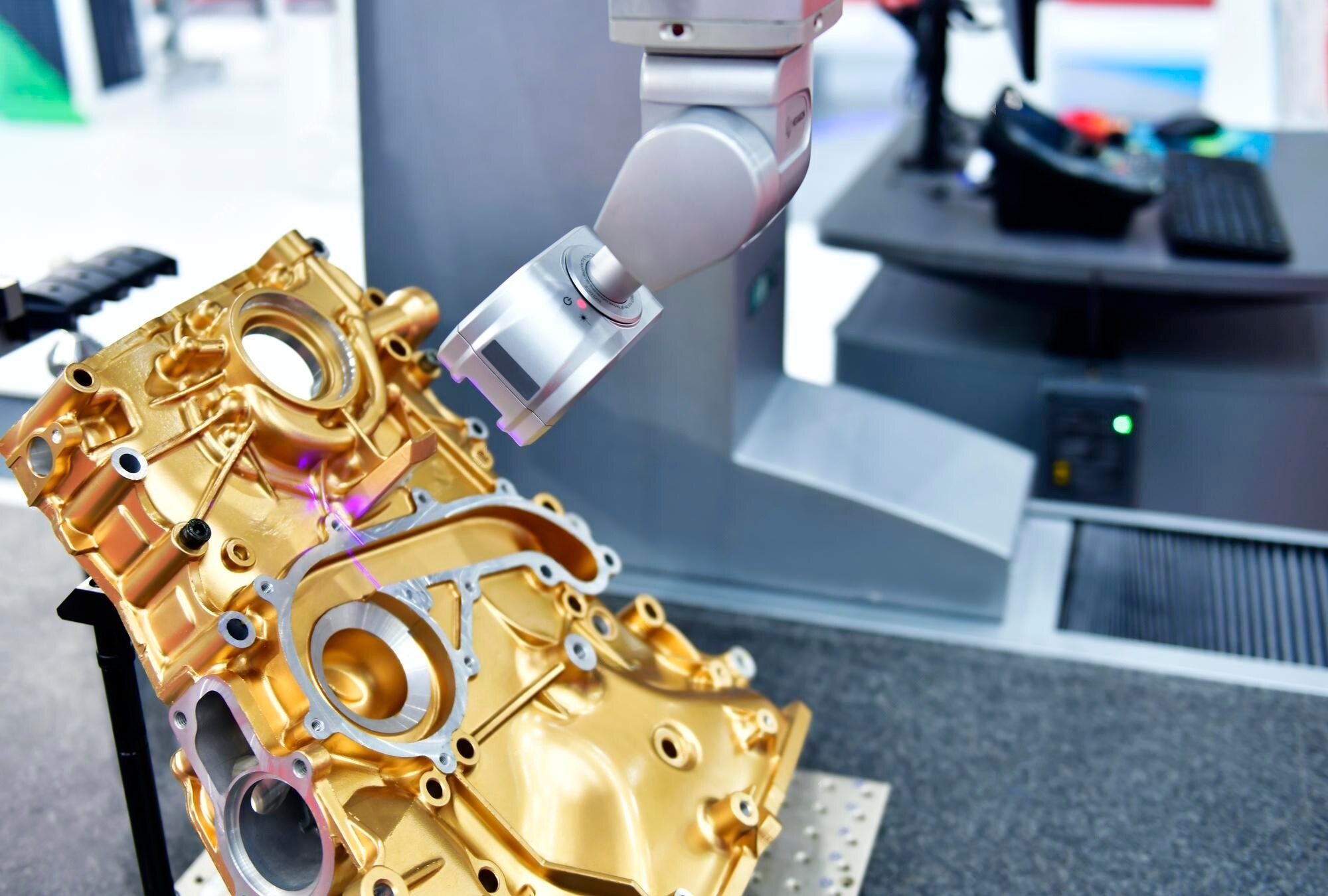 A CMM machine measuring the precision of automobile engine
