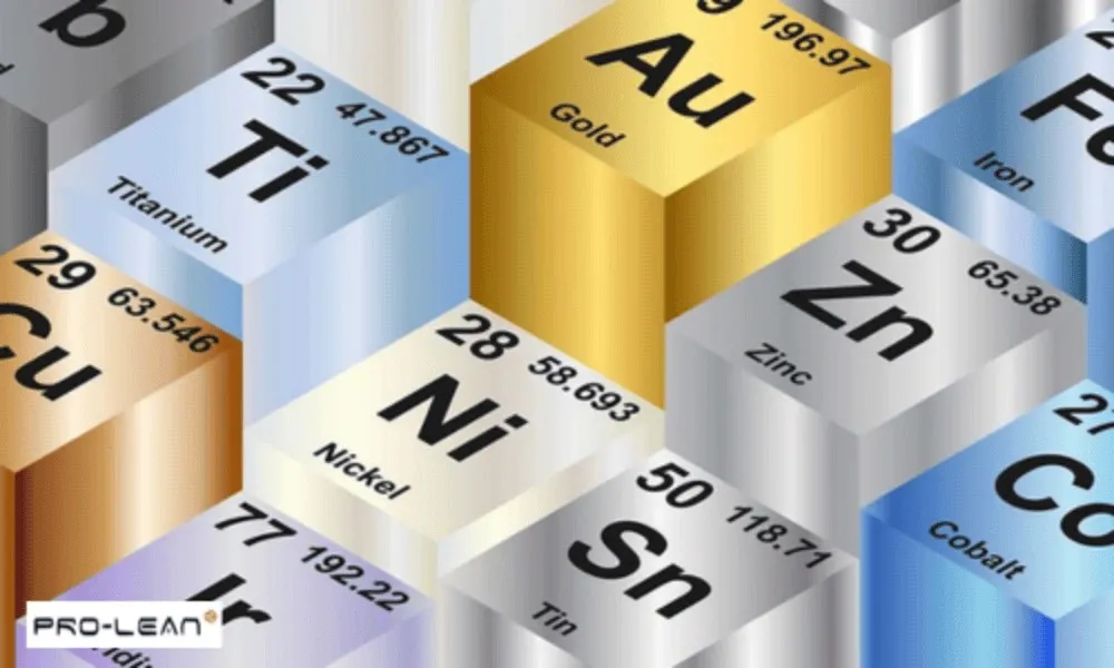 Cubes representing various elements used in alloys along their atomic numbers and symbols.