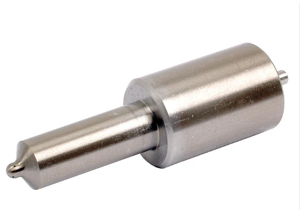 An image of a precision-machined cylindrical metal component of different cross-sections of a fuel injector nozzle