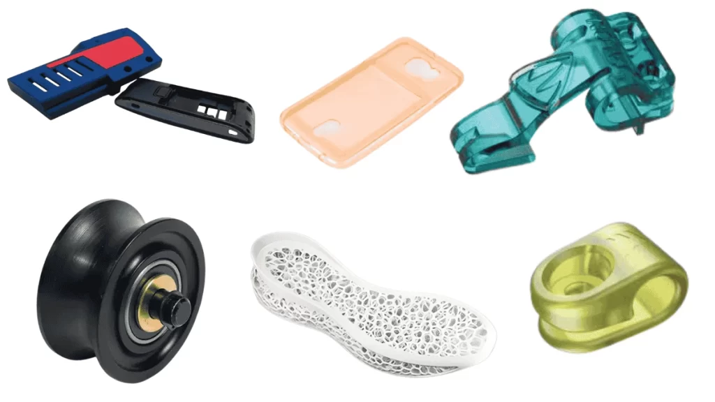An image showing diverse TPU injection molding products with color variation