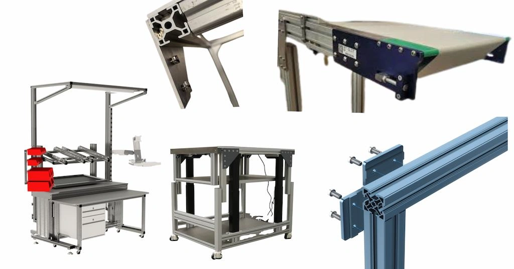 An image showing different application examples of T slot joining