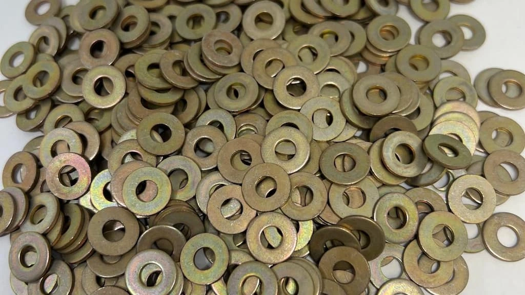An image showing cadmium-plated washers