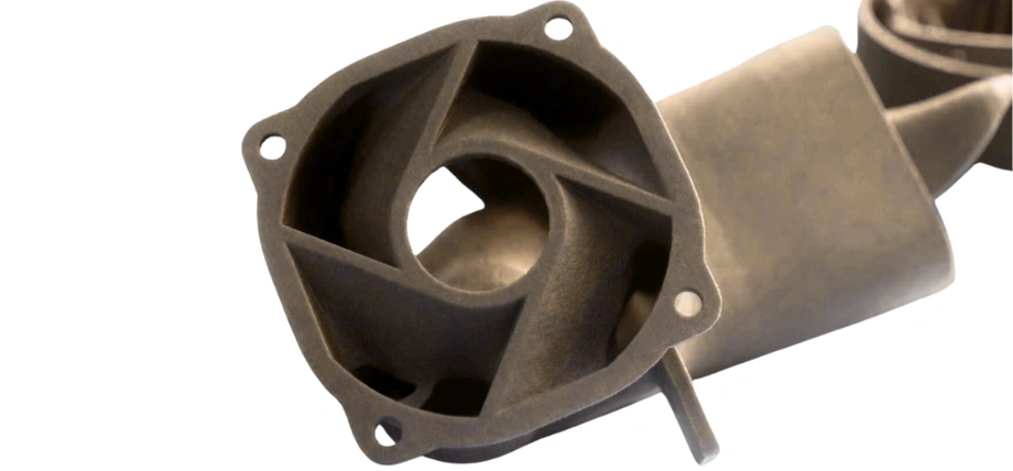 Brown-grey Thermoplastic polyurethane injection molding part on a white background