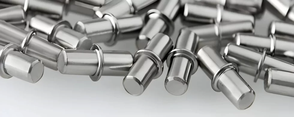 Image of steel rivets treated with passivation, showing a protective surface layer.