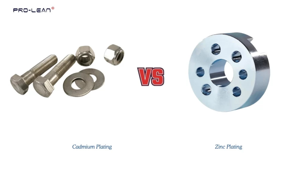 An image comparing cadmium vs zinc plating finish