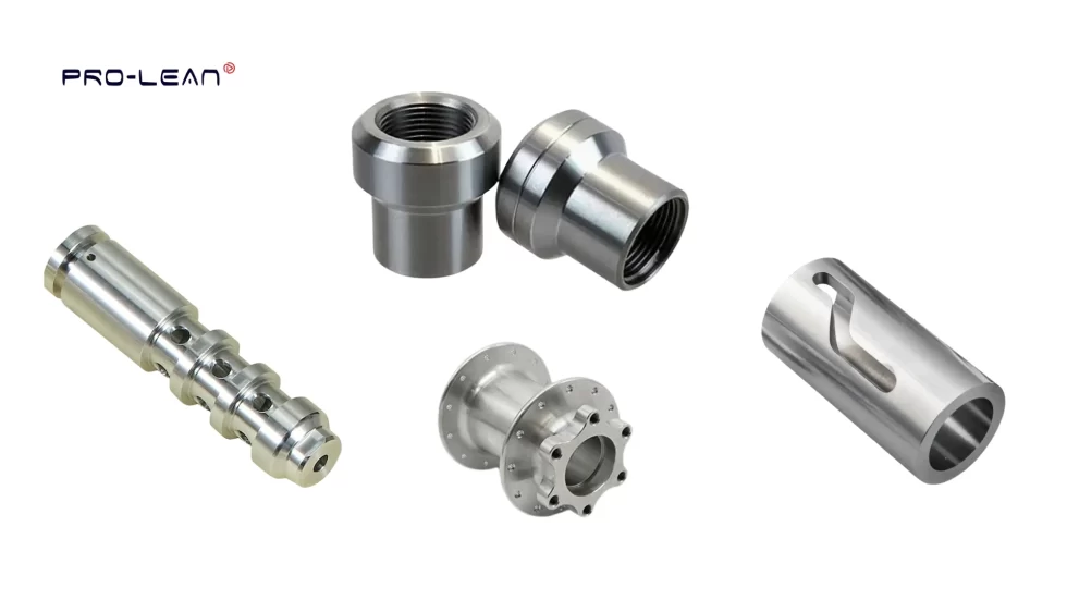 Custom-machined titanium parts produced using CNC machining.