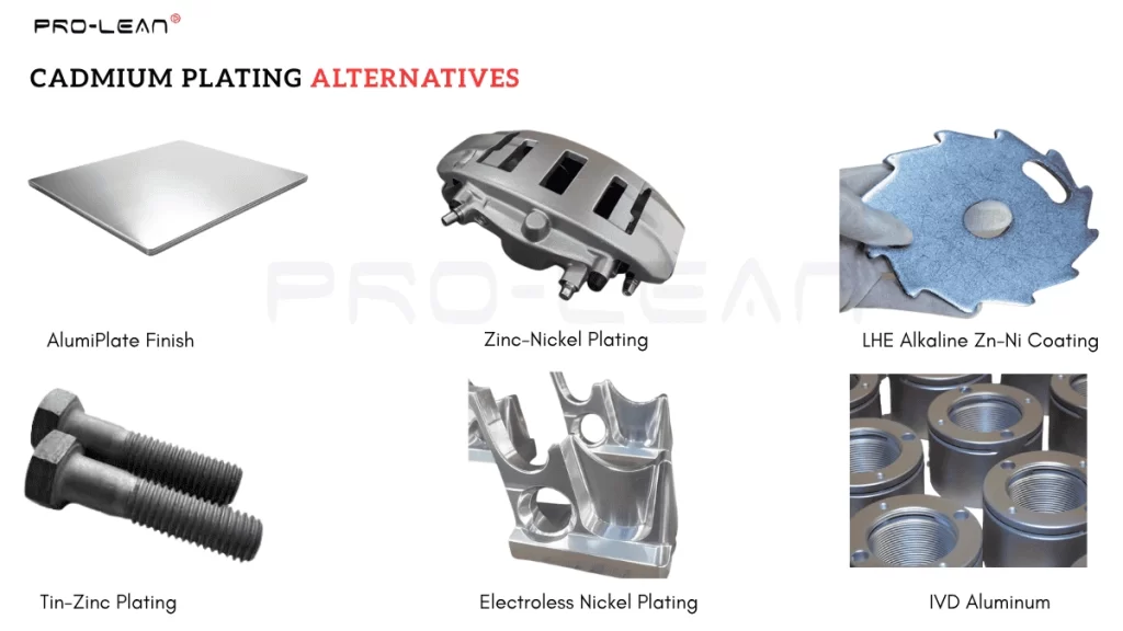 An image showing six alternatives to cadmium plating
