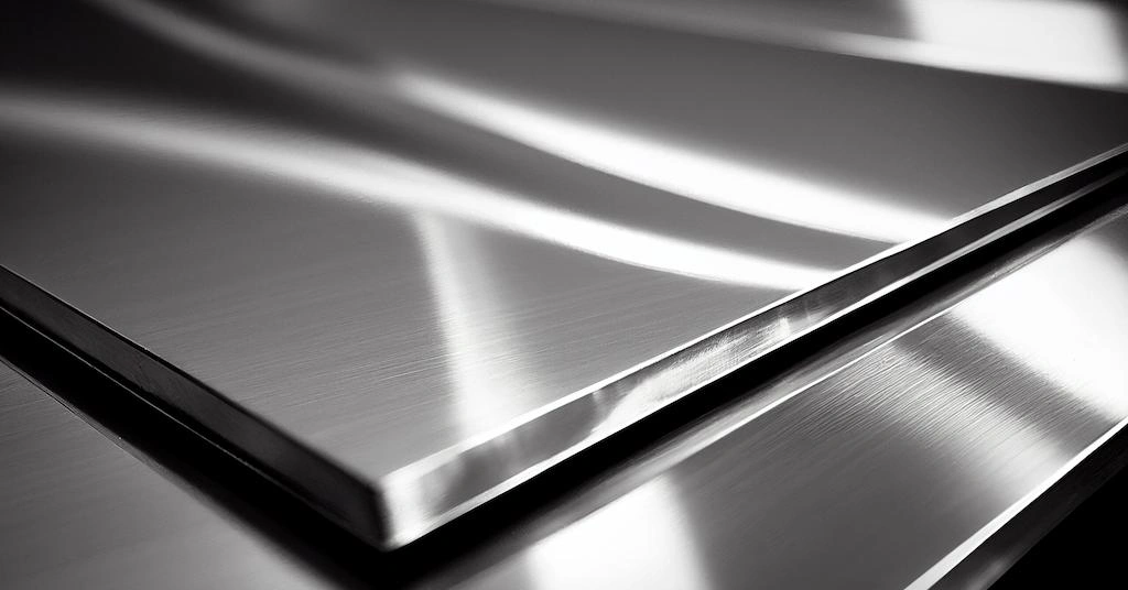 A close view of stainless steel sheet with shiny finish