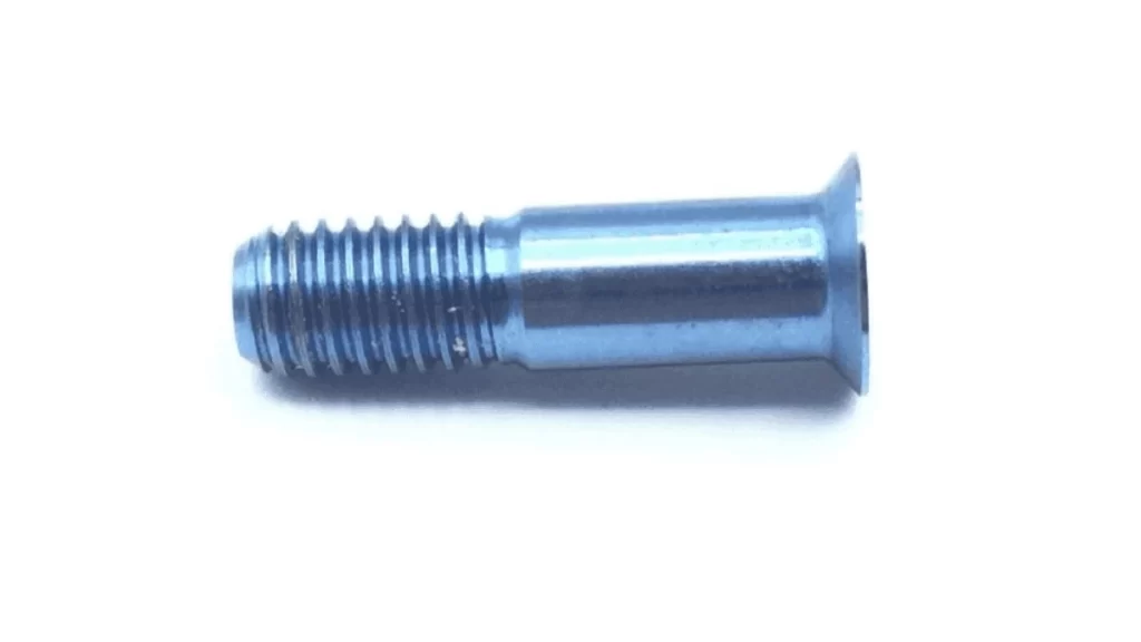 Anodized pin fastener shown in close-up view.