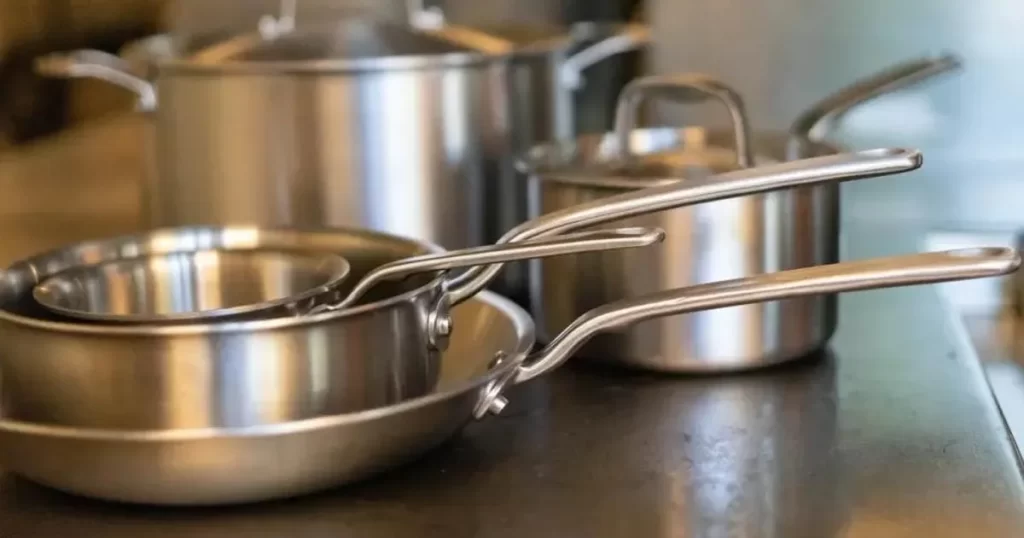 Some kitchen utensils, like a frying pan and a cooker made up of 18-8 stainless steel