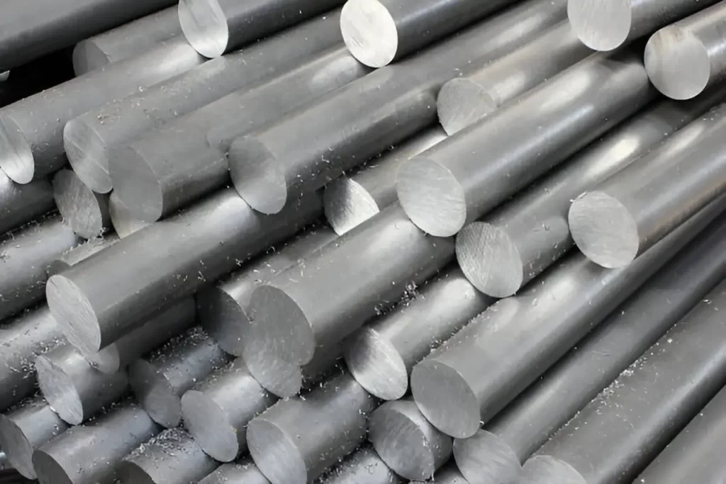 A close-up image showing several alloy steel rods stacked together.