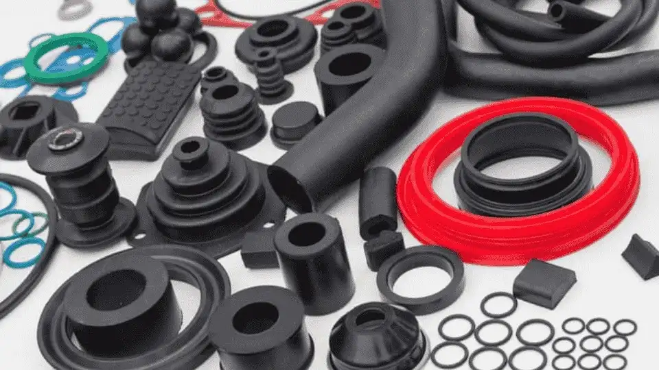 Image showing different rubber overmolded parts made using various types of rubber materials.