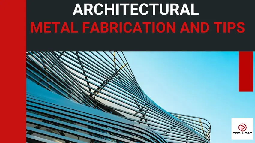 Curved metal fabricated facade with horizontal louvers against blue sky with text overlay 