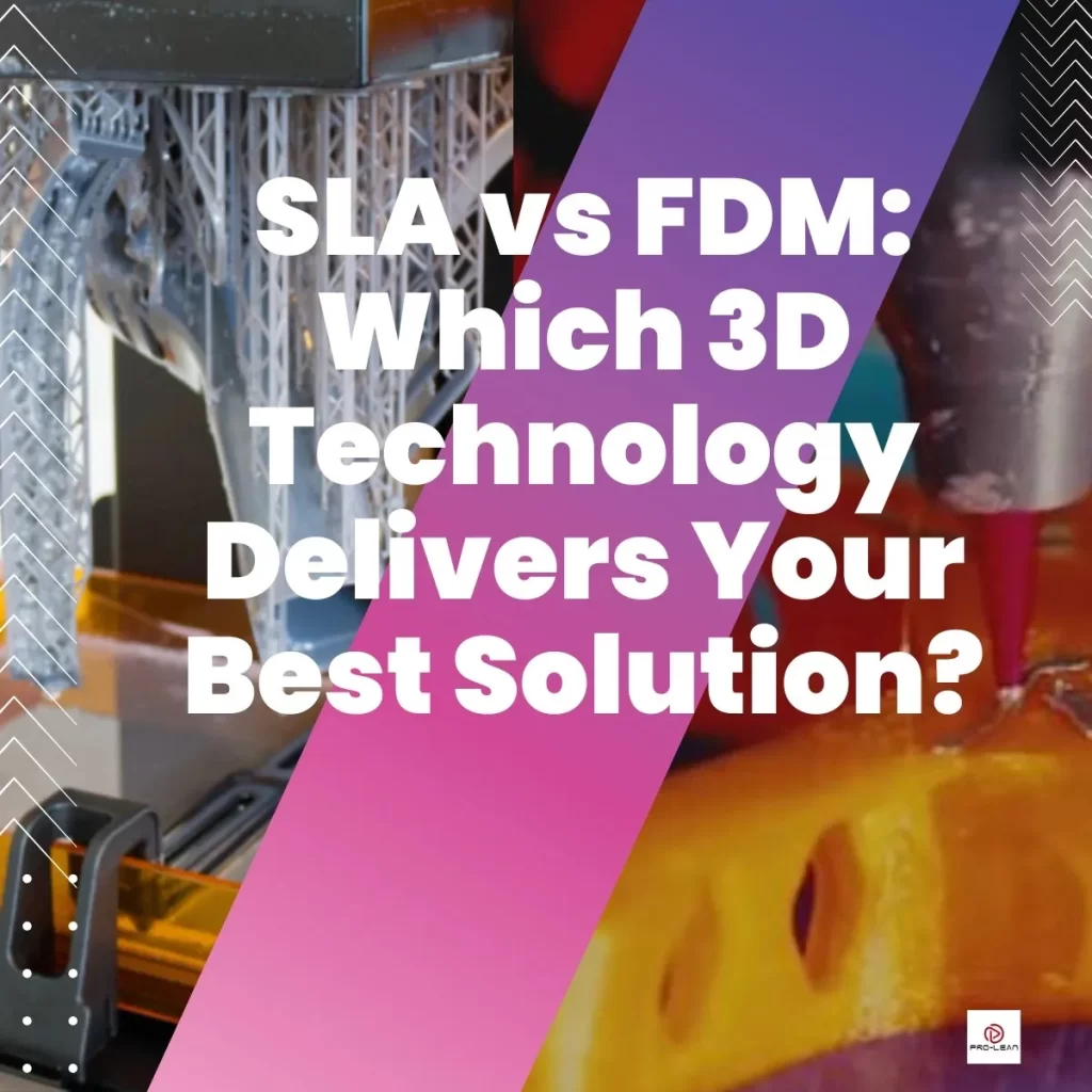Two images of SLA and FDM 3D printing side-by-side
