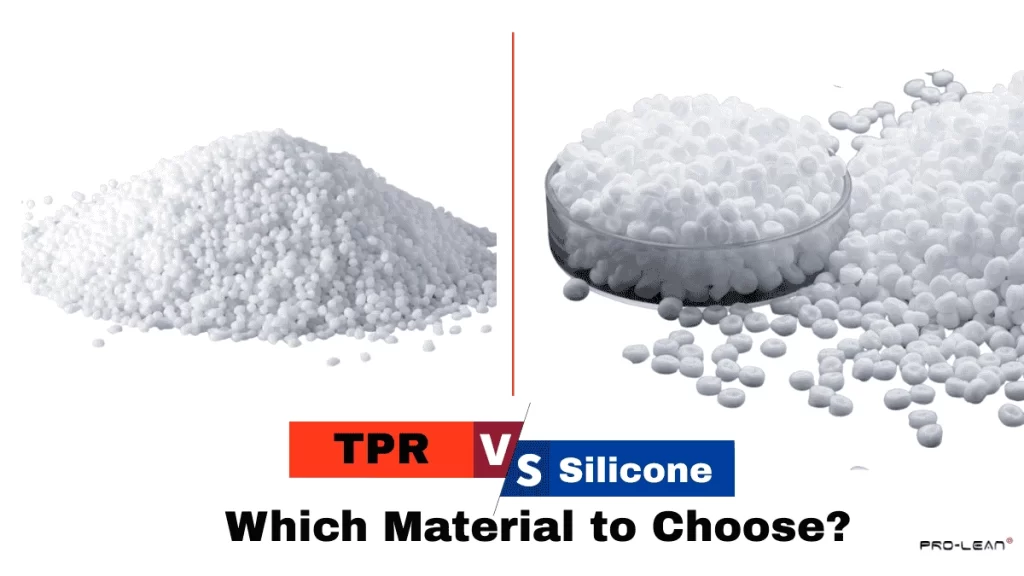 Blog’s feature image showing TPR vs Silicone raw material side-by-side