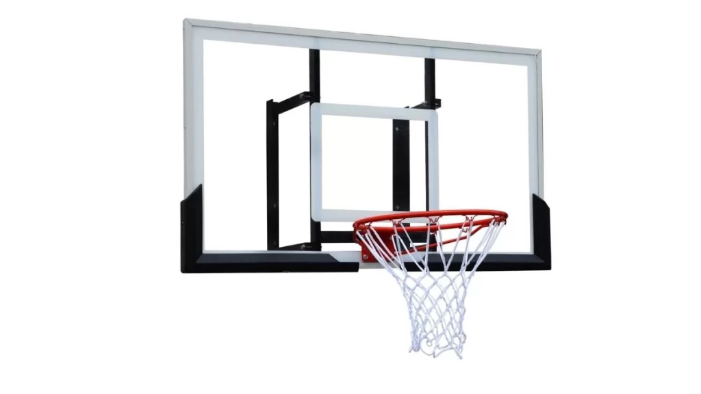 Basketball backboard made from polycarbonate with a sturdy steel hoop
